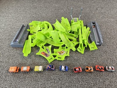 Lot Of 9 Nano Speed Pull Back Racers And 4 In 1 Nano Speed Track Set