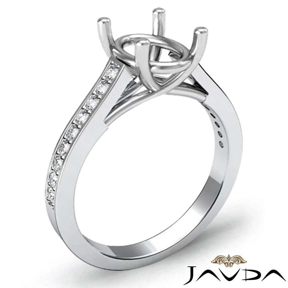 Oval Solitaire Style Diamond Engagement Ring Semi Mount 14k White Gold 0.30 Ctw - Image 2 of 4