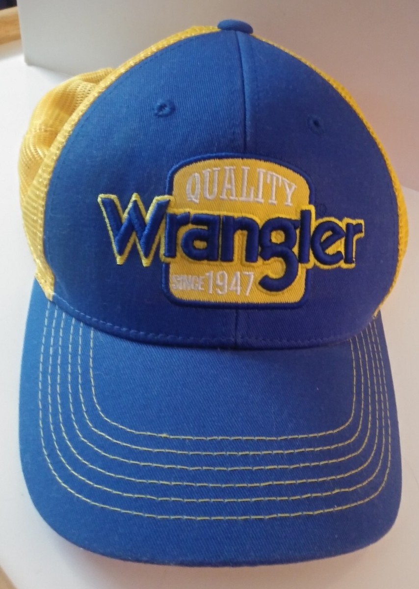 JEEP Wrangler Trucker Style Snapback Hat Cap Blue Yellow 