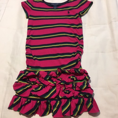 RALPH LAUREN GIRLS DRESS SIZE 6 PINK STRIPED - Picture 6 of 6