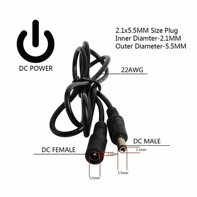 DC Power Supply Extension Cable 12V for CCTV Camera/DVR/PSU Lead 1m/2m/3m/5m/10m