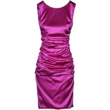 DOLCE & GABBANA PINK PURPLE SILK RUCHED BODYCON DRESS SZ IT 38 XS