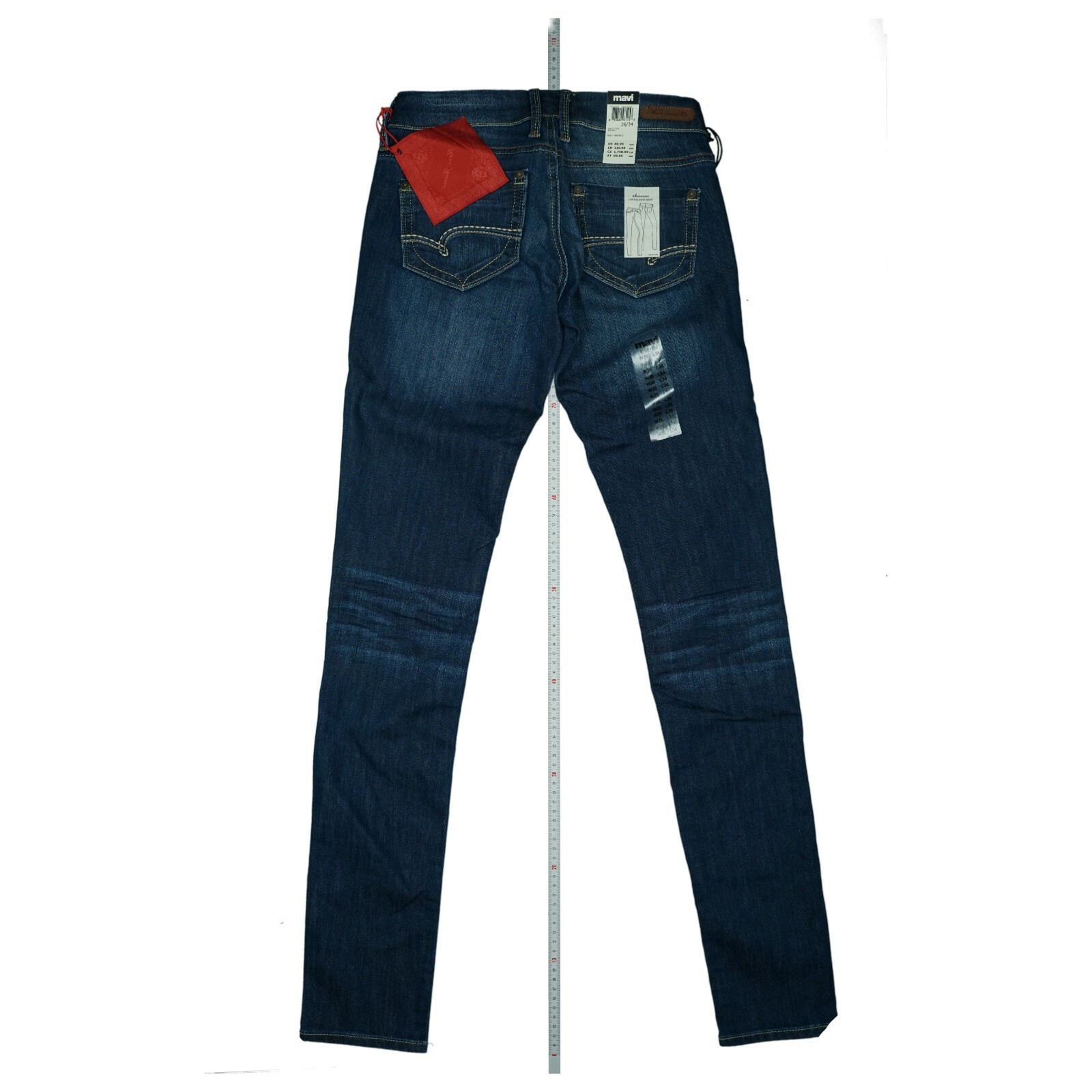 Jeans Mavi Serena Super Skinny Low Rise - Taille 26, Motif Floral Noir Et Gris, Occasion En Très Bon état
