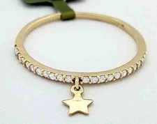GENUINE DIAMOND DANGLING STAR BAND RING 14K GOLD - Free Certificate Appraisal