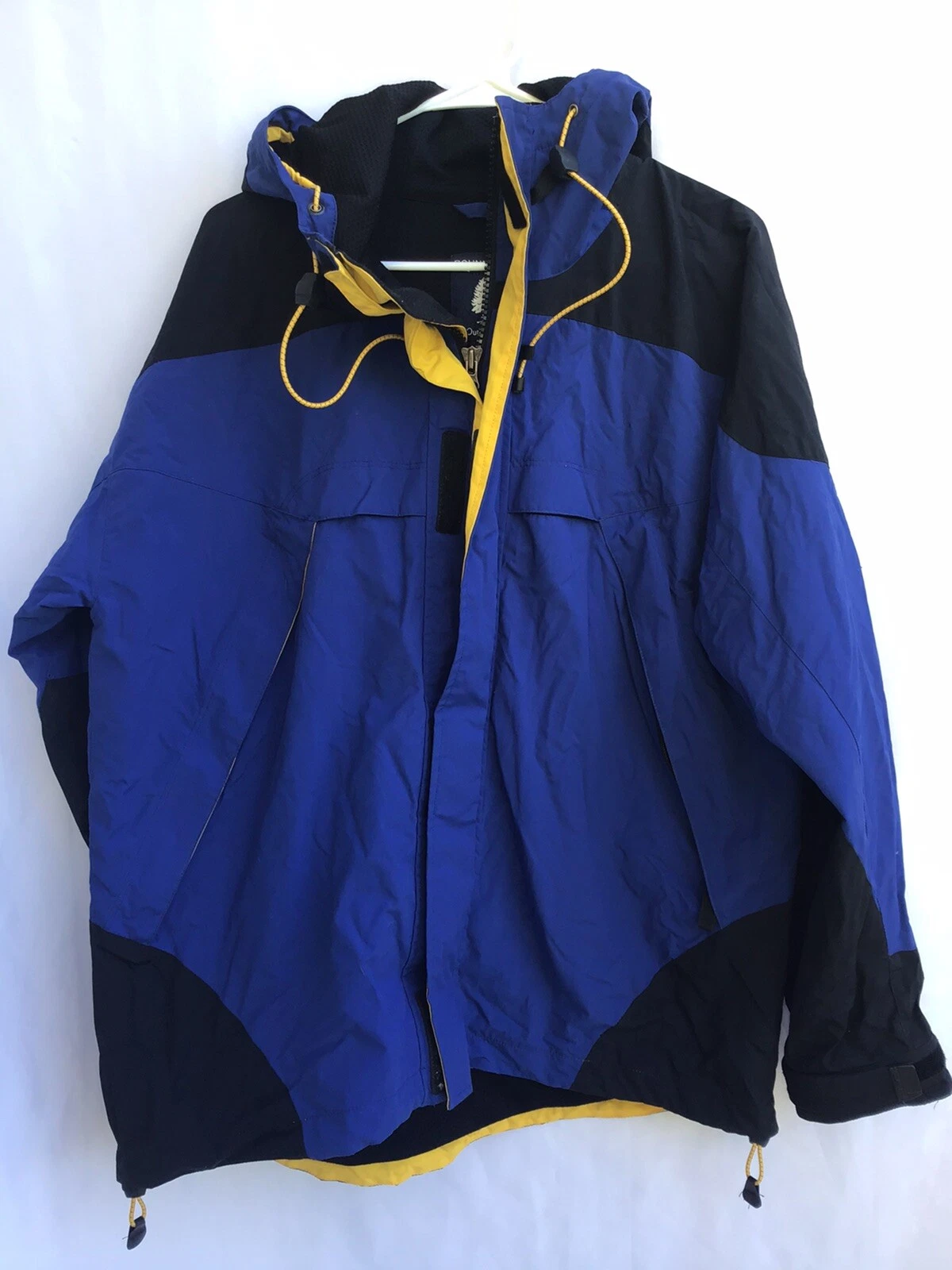 Roundtree Yorke Outdoors Mens Snow Winter Zip Up Hooded Jacket Navy Yellow Mediu