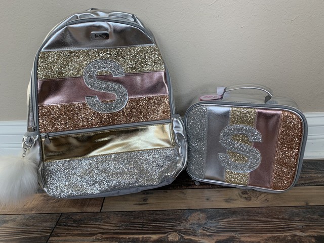 justice rose gold backpack