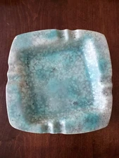 Large Vintage Pearlescent Aqua Blue and White Cigar Cigarette Ashtray (LC)