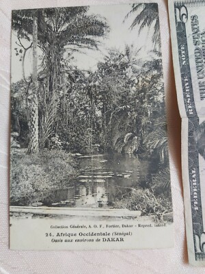 ANTIQUE WEST AFRICA SENEGAL DAKAR OASIS AUX ENVIRONS POSTCARD 1926 BM4