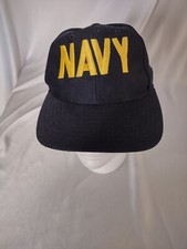 US Navy Spell out Hat Cap Made in USA Black Snap Back Military OSFA