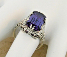 ANTIQUE STYLE 8 Ct COLOR CHANGE SIM ALEXANDRITE 925 SILVER RING SIZE 8    071