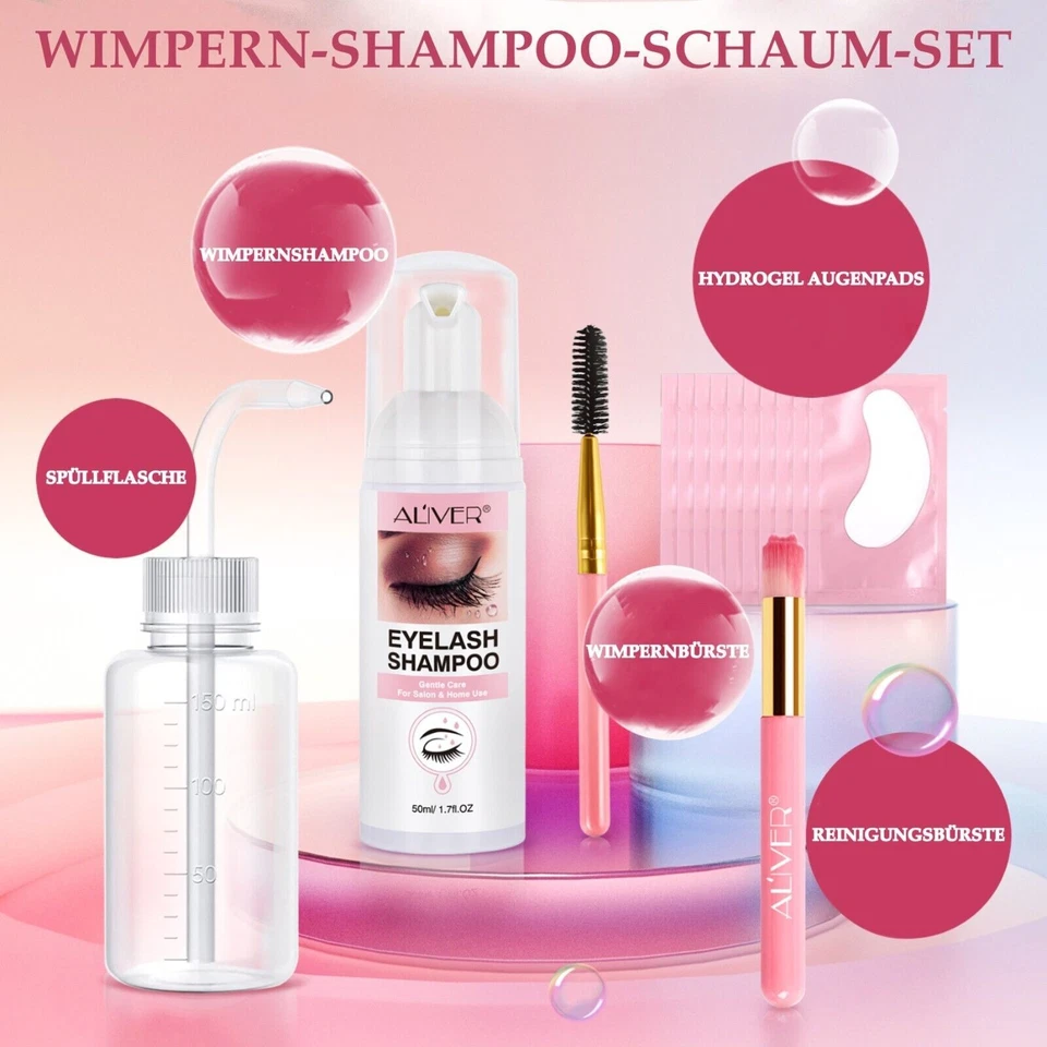 Wimpernshampoo Wimpernschaum Cleanser Wimpernverlängerung Reiniger XL Set - Bild 2 von 4