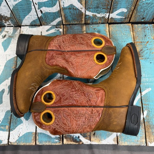 REYME Youth size US 10.5C Mex 17 Tri Color Leather Square Toe Western Boots - Picture 7 of 10