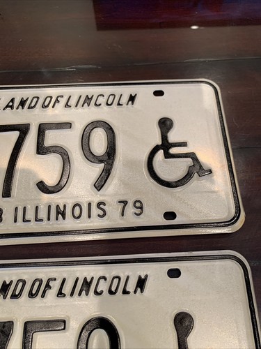 Vintage Rare 1978-79 Chicago Police License Matching Plates Handicapped Mint 10 - Picture 5 of 12