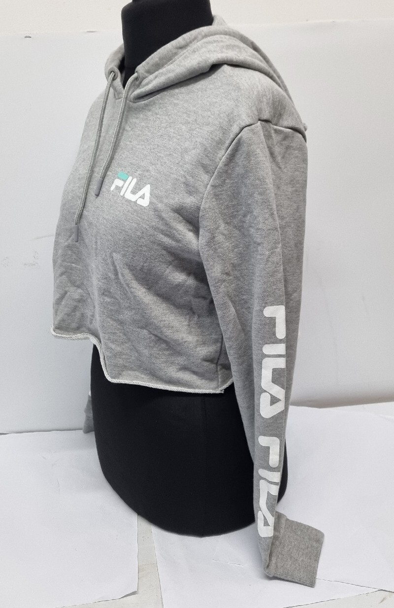 Fila Logo Sleeve Crop Hoodie Womens Grey SIZE UK 10 REF CL8