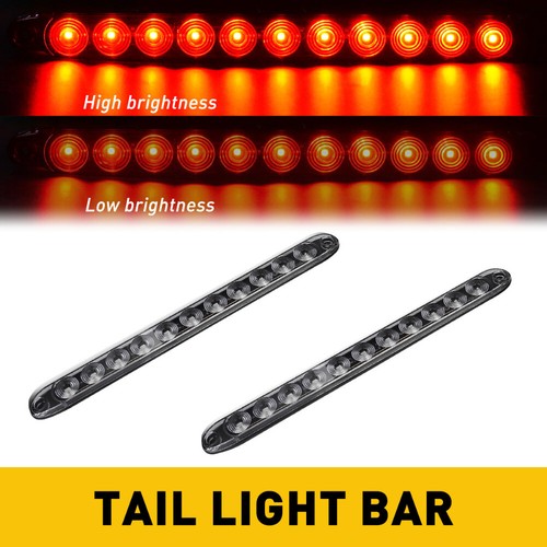 2x 15" Red 11 LED Sealed Truck Trailer Strip Brake Rear Stop Turn Tail Light Bar - Picture 10 of 13