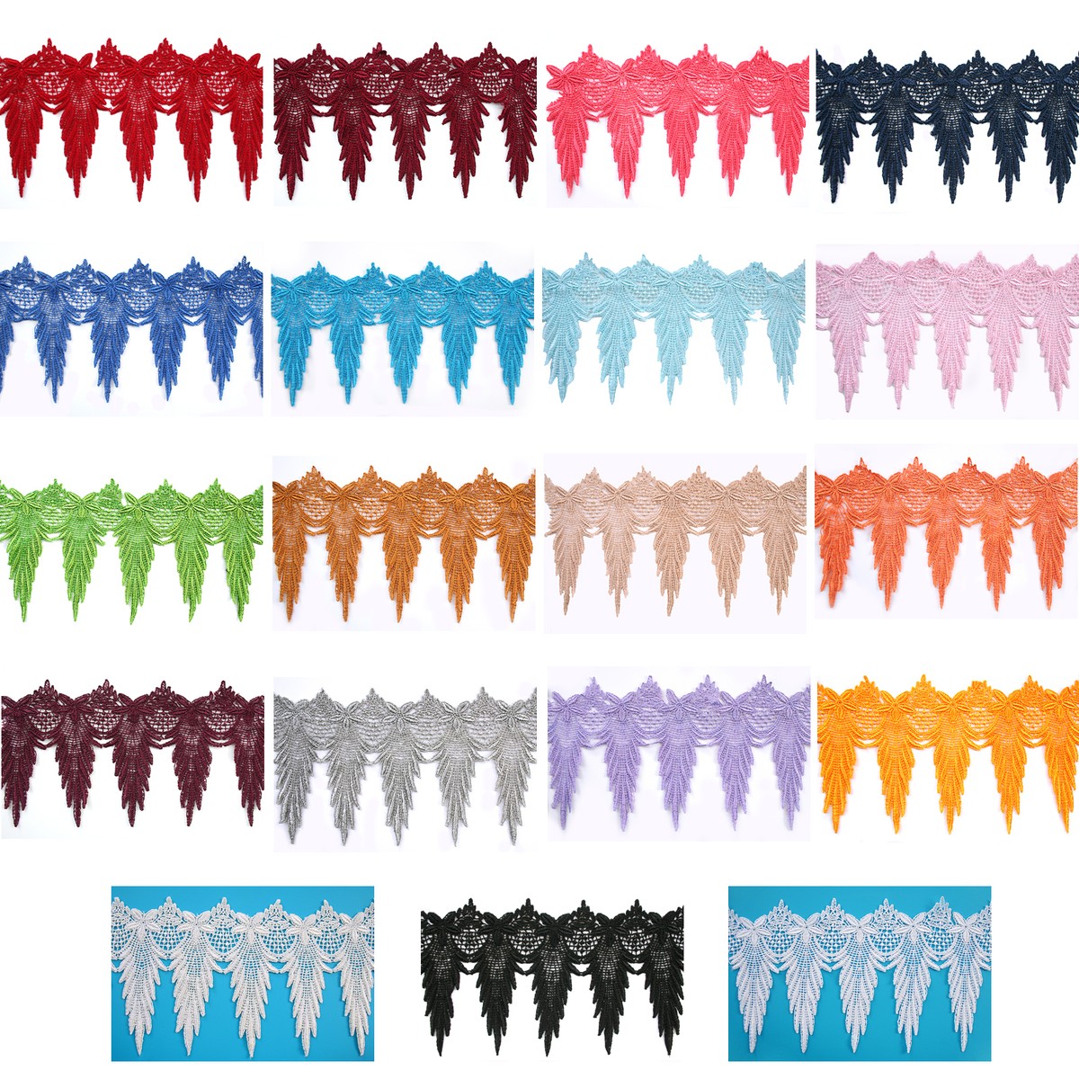 Floral Scalloped Venice Lace Trim - 5 Inch Wide Embroidered Guipure For Sewing & Crafts (Yellow)