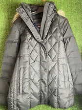 Black London Fog Women’s hooded coat- Small