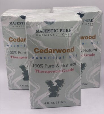 Set Of 3 Majestic Pure Cedarwood Essential Oil Therapeutic Grade 4 fl oz