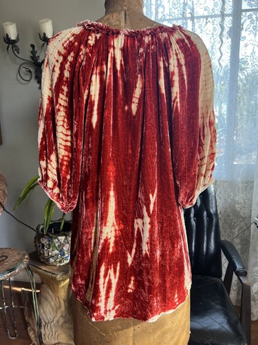 Sundance Silk Blend Velvet Top Short Puff Sleeve Scoop Neck Peasant Sz Small - Picture 5 of 6