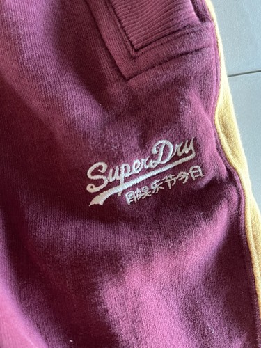 Y2K Vintage Superdry Fives Straight Joggers Size XXL Maroon/Yellow Sweat Pants - Picture 4 of 6