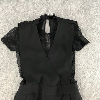 Zara Basic Jumpsuit Womens XS Black Lace Embellished Cocktails Dressy Occasions
