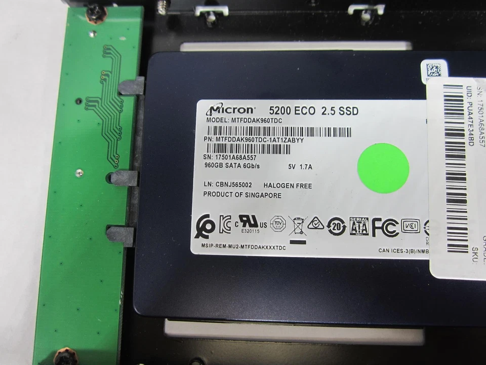 MICRON 5200 ECO 960GB SSD 2.5" SATA 6Gbps MTFDDAK960TDC w/Dell X7K8W 3.5" Caddy - Image 3 of 4