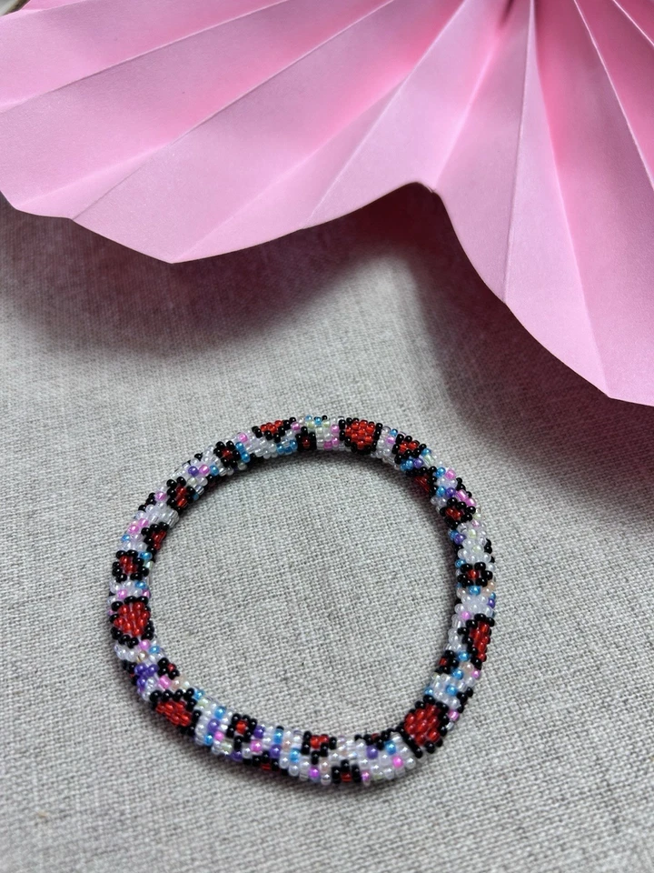 Armband Damen, Perlenarmband, Glasperlenarmband Leopard, Leo Armband, Flecken - Bild 4 von 4