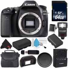 Canon EOS 80D DSLR Camera (Body Only) 1263C004 (Intl Model) Version) + 64GB Memo