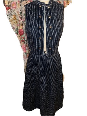 Helene Strasser Vintage German Drindl Skirt Vest Set Navy Floral Oktoberfest