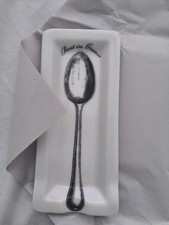 unusual FISHS EDDY &ldquo;REST IN GREASE&rdquo; SPOON REST RECTANGULAR CERAMIC DISH