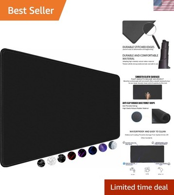 Extra Large Black Mouse Pad with Wrist Support - Waterproof & Non-Slip Design
