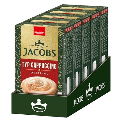 Jacobs Typ Cappuccino Original, Getränkepulver-Sticks, Bohnenkaffee 5 x 8 Sticks