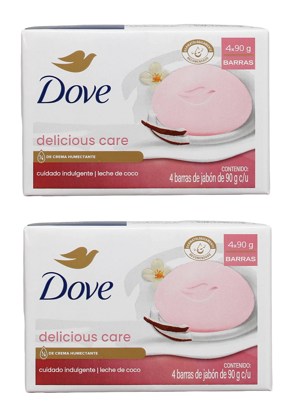 2x Dove Delicious Care Coconut Milk Soap Bars Jasmine Scent 4x90g (8 Soaps)
