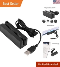 Compact USB Swipe Magnetic Credit Card Reader for Quick Transactions - Black