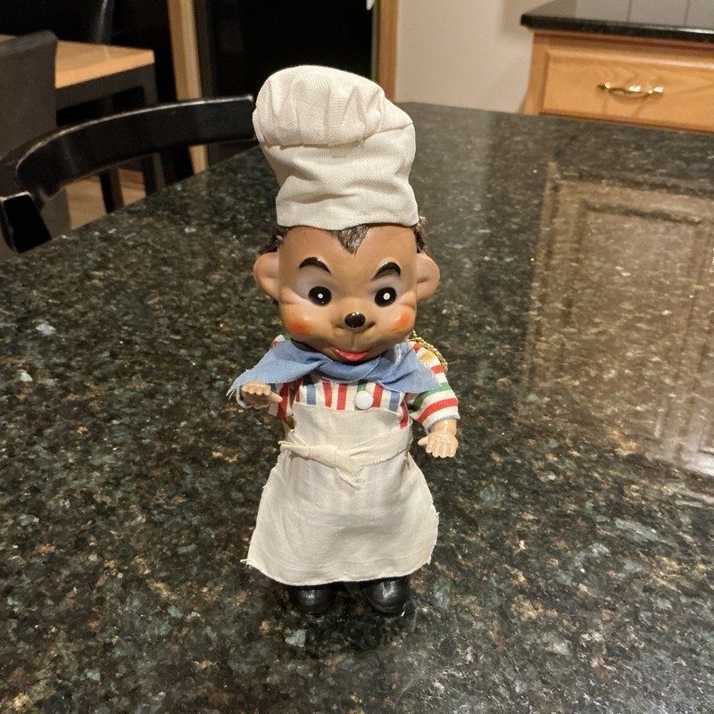 Vintage Steiff Hedgehog Chef Celluloid Doll Moveable Arms