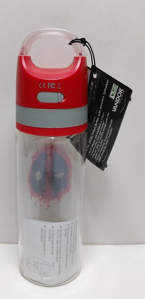 Botella de agua Marvels DEADPOOL Vandor 18 oz Tritan sin BPA con altavoz Bluetooth Foto 4 de 4