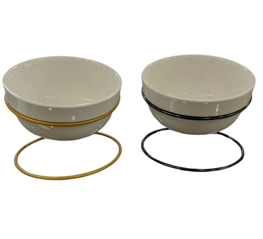 2x Keramik Fressnapf mit Eisen Ständer spülmaschinenfest für Katze Hund - Bild 3 von 3