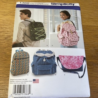 Simplicity Pattern 1388 ~ Backpacks & Messenger Bag ~