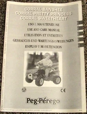 Peg Perego Corral Banshee Princess Sweetheart Use & Care Owners Manual 03/98