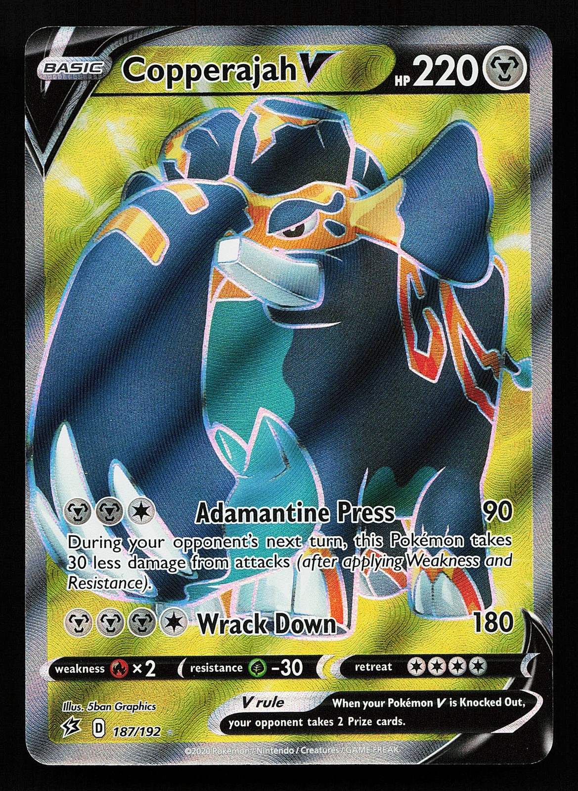 Copperajah V 187/192 Ultra Rare Rebel Clash Pokémon Card