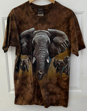 Habitat Unisex Brown Novelty Print Elephant & Family Tee Shirt Sz Lr