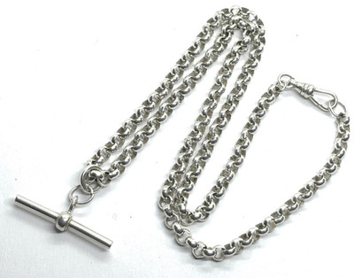 Vintage St. Silber Rolo Glieder Uhrenkette Typ Halskette T-Bar Hund Clip 18'' 19,8 g