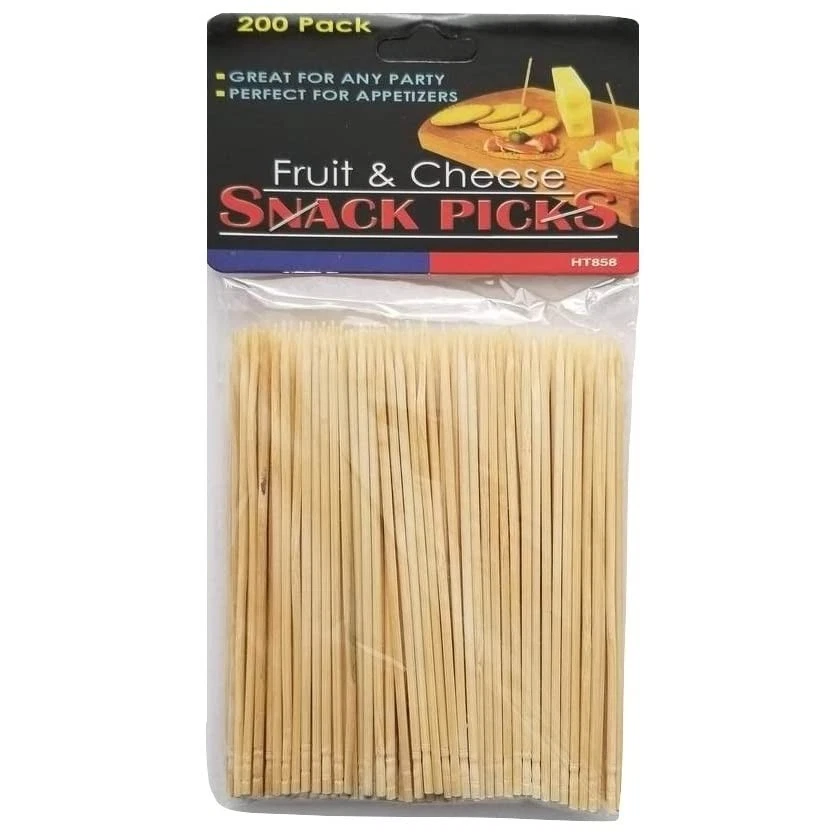 Handy Housewares 3.75" Natural Wood Party Snack Appetizer Skewer 200 Pack