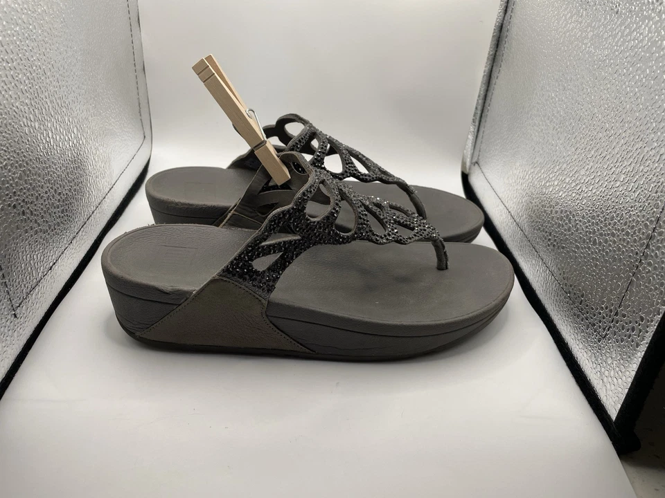Sandalias para mujer Fitflop Bumble Crystal grises H70-001 brillantes talla 7 Foto 2 de 4