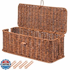 BROWNLILY Cable Management Box, Rattan Style Cord Organizer for D