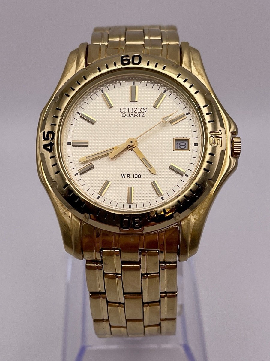 Citizen Quartz Men's Watch WR 100M Gold Tone 5510-K07955 CKW New