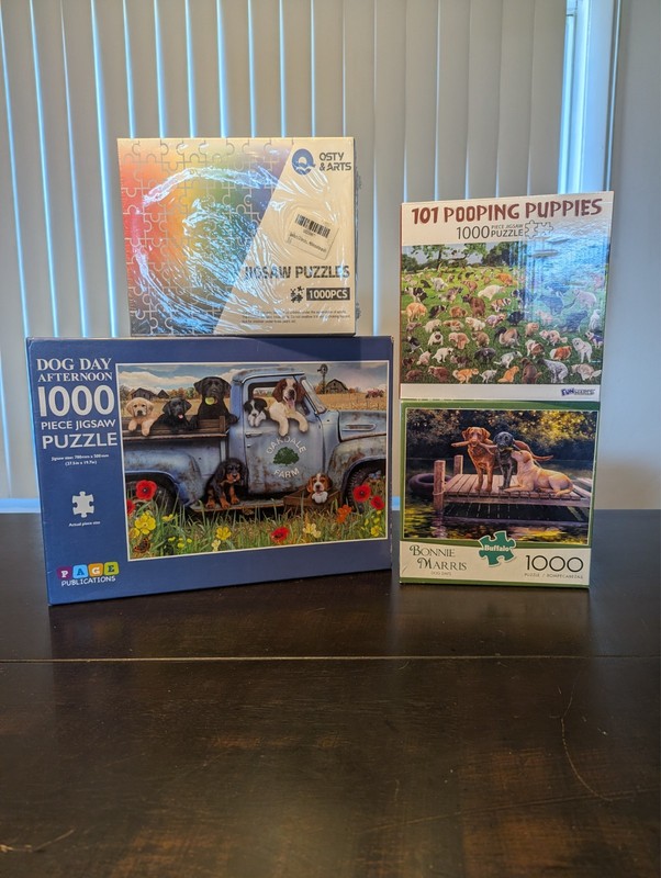 Lot of 4 Dog Themed Puzzles: Dog Days, Pooping Puppies, Dog Day Afternoon +1
