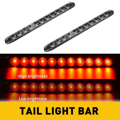 2pcs 15" Red LED 11 Truck Trailer RV Stop Turn Tail Rear Light Brake Bar Sealed