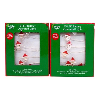 6918 - 15 Ct Santa Lights Set Of Two For Holiday Lighting And Christmas Decor |G
