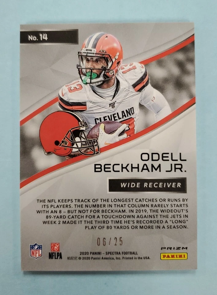 2020 Panini Spectra Odell Beckham Neon Pink Prizm #14 Card /25 - Image 2 of 2